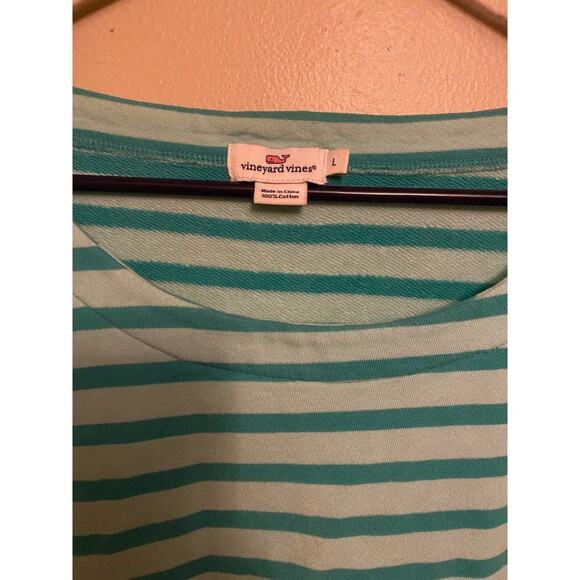 vineyard vines boat neck top long sleeve shirt large coastal grandma teal green - Picture 2 of 3
